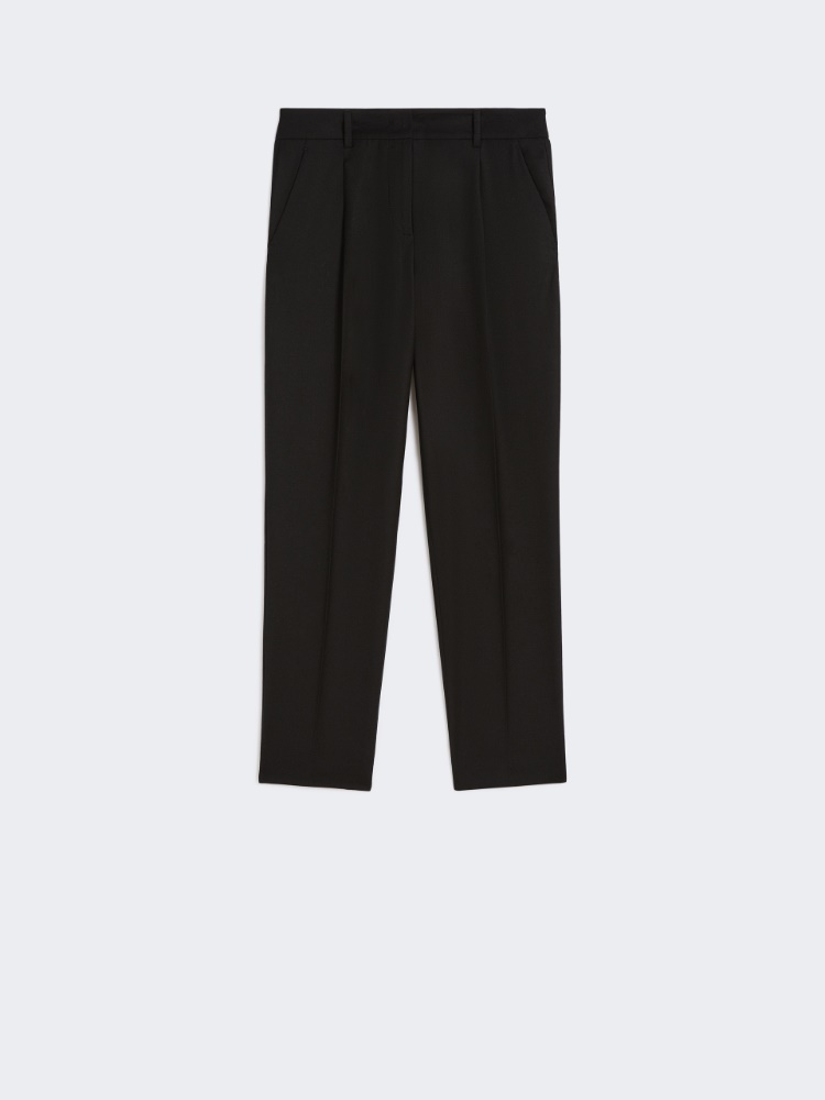 Wool flannel cigarette trousers - BLACK - Weekend