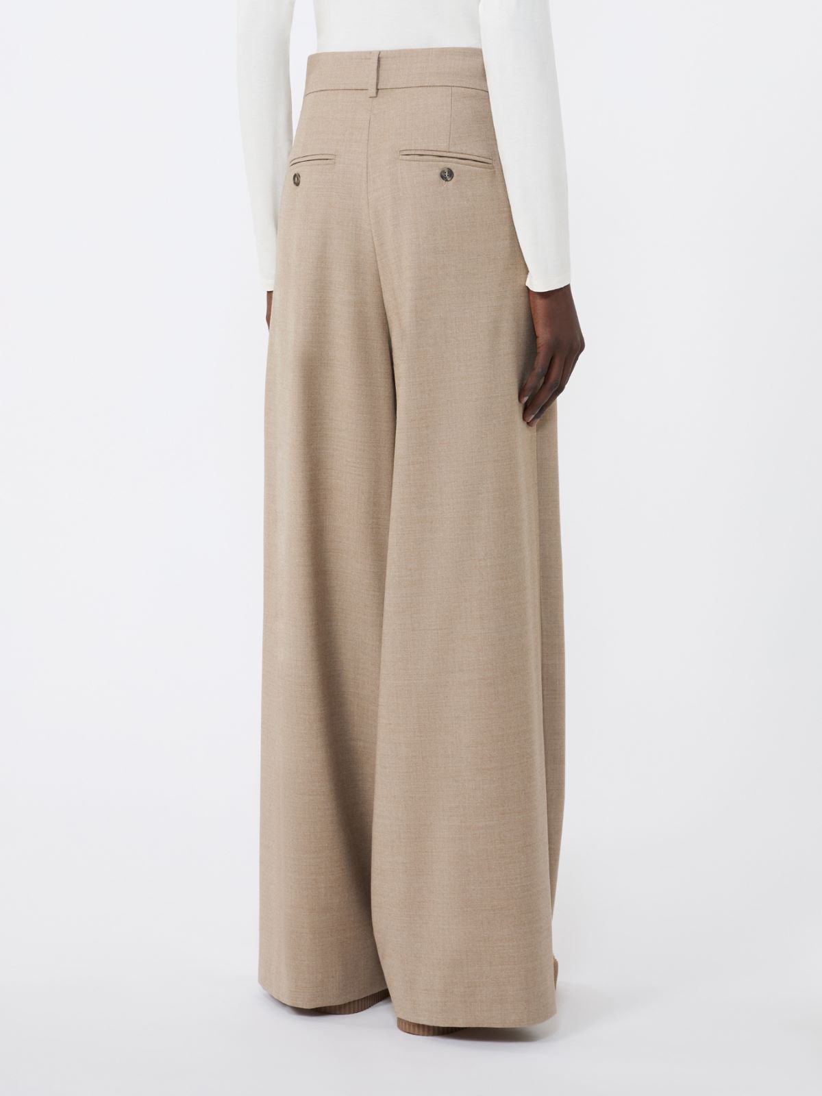 Pantalone palazzo in flanella di lana - BEIGE - Weekend - 3