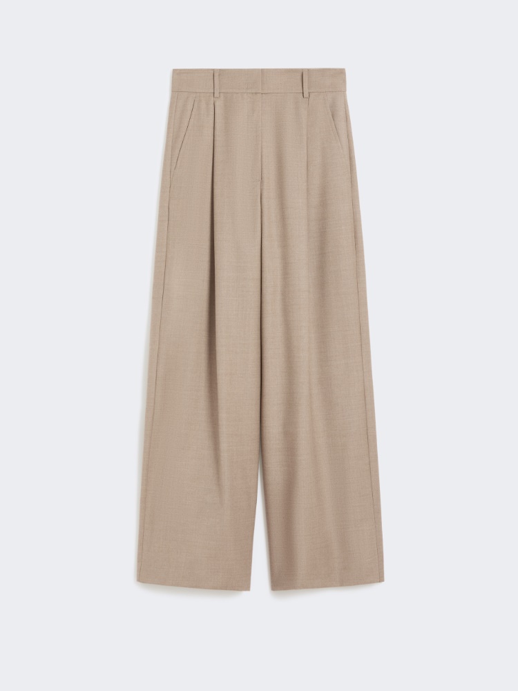 Pantalone palazzo in flanella di lana - BEIGE - Weekend - 5