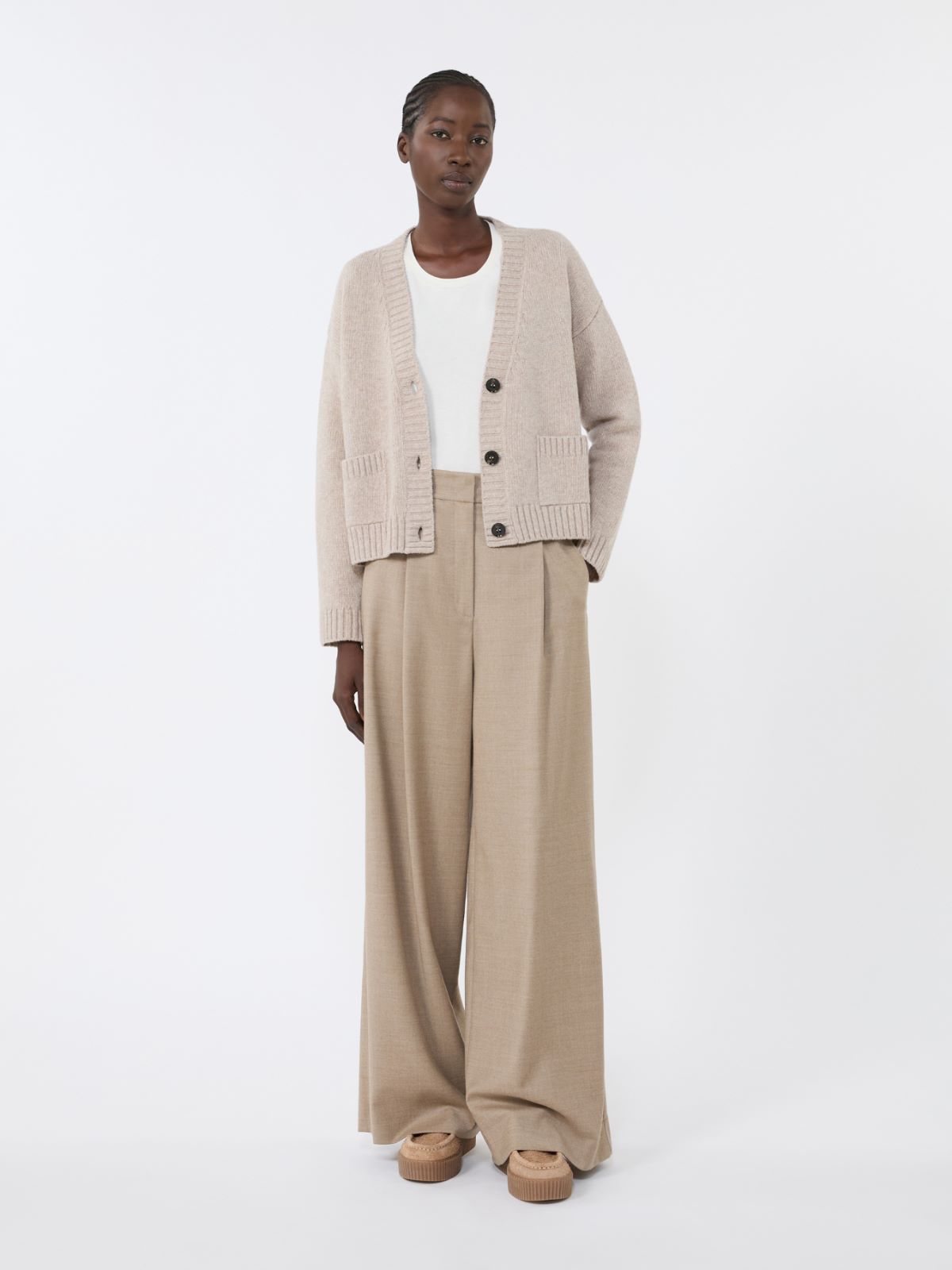 Pantalone palazzo in flanella di lana - BEIGE - Weekend