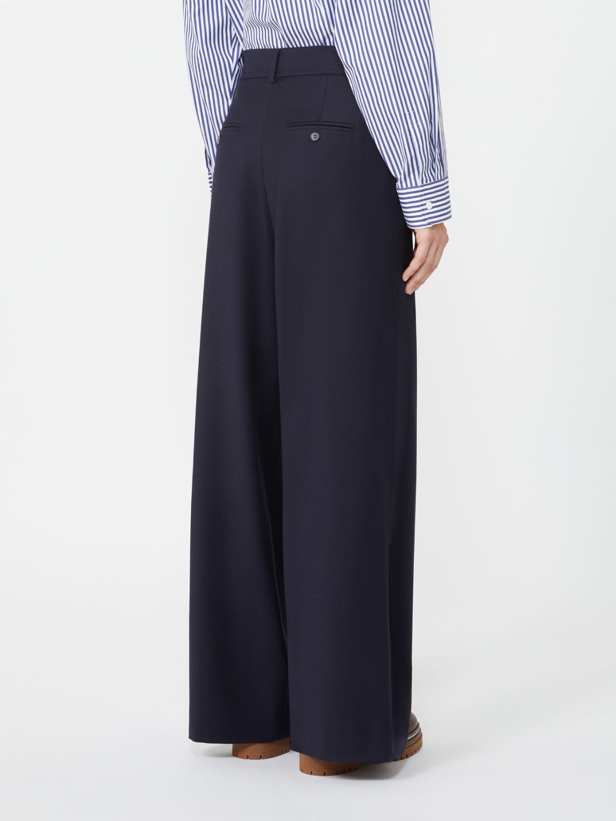 Wool flannel palazzo trousers - NAVY - Weekend - 3