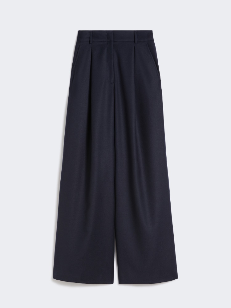 Wool flannel palazzo trousers - NAVY - Weekend - 5