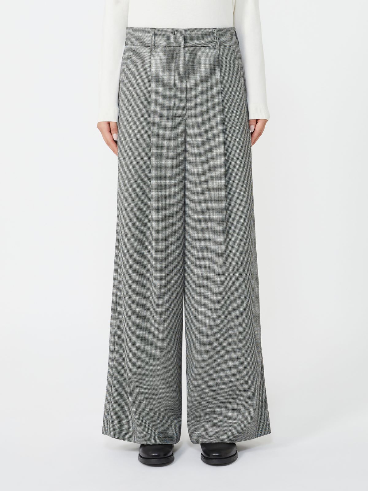 Wool flannel palazzo trousers - BLACK - Weekend - 2