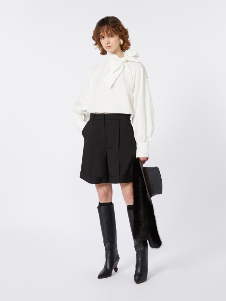 Wool canvas Bermuda shorts - BLACK - Weekend