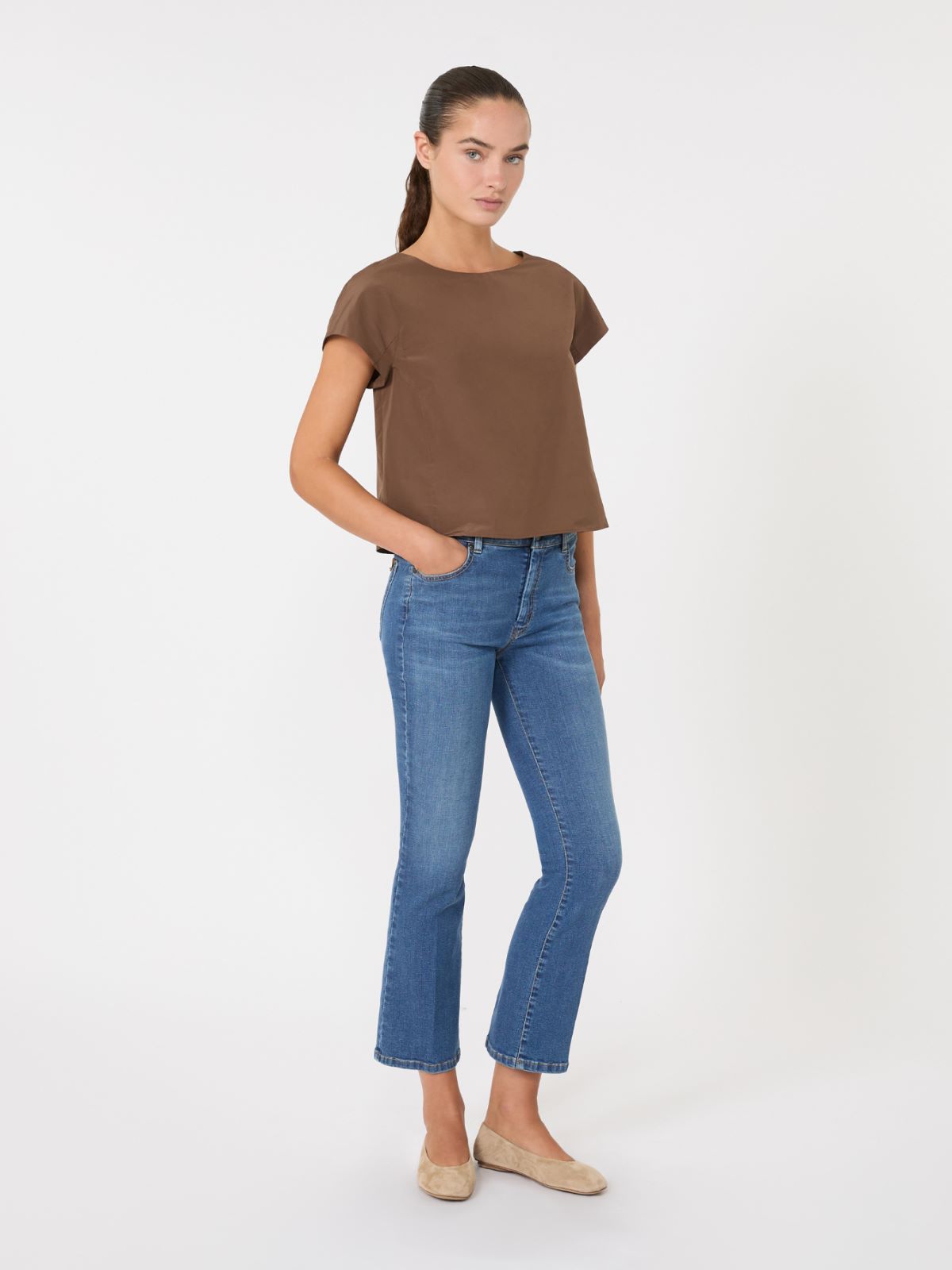Taffeta boxy top - CHOCOLATE - Weekend