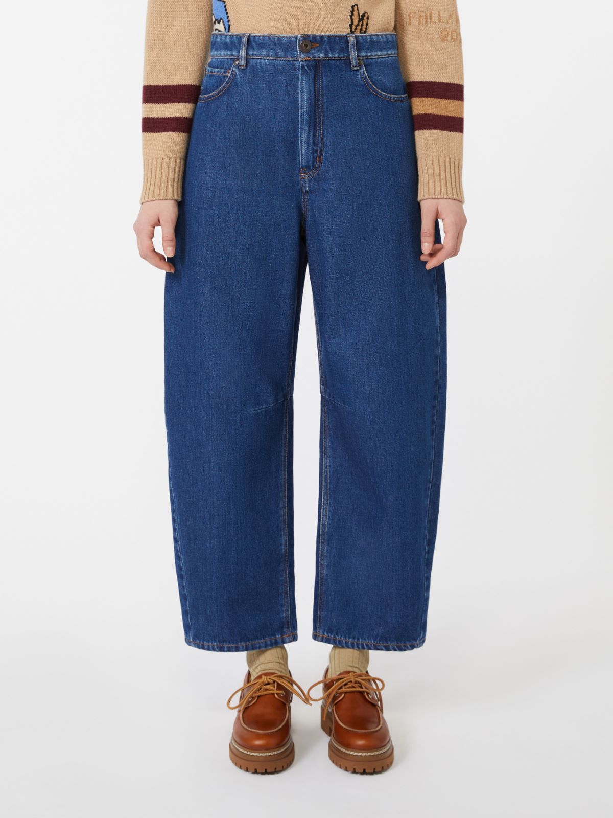 Cotton denim barrel-leg jeans - NAVY - Weekend - 2