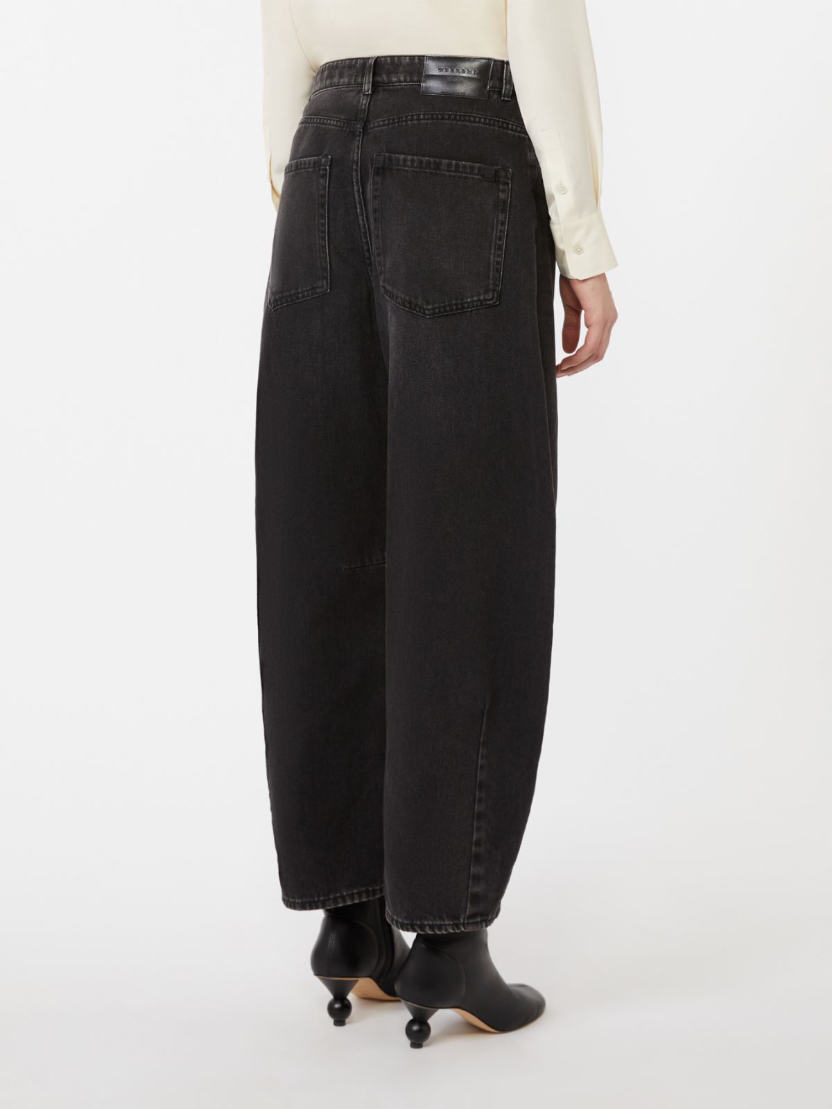 Cotton denim barrel-leg jeans - BLACK - Weekend - 3