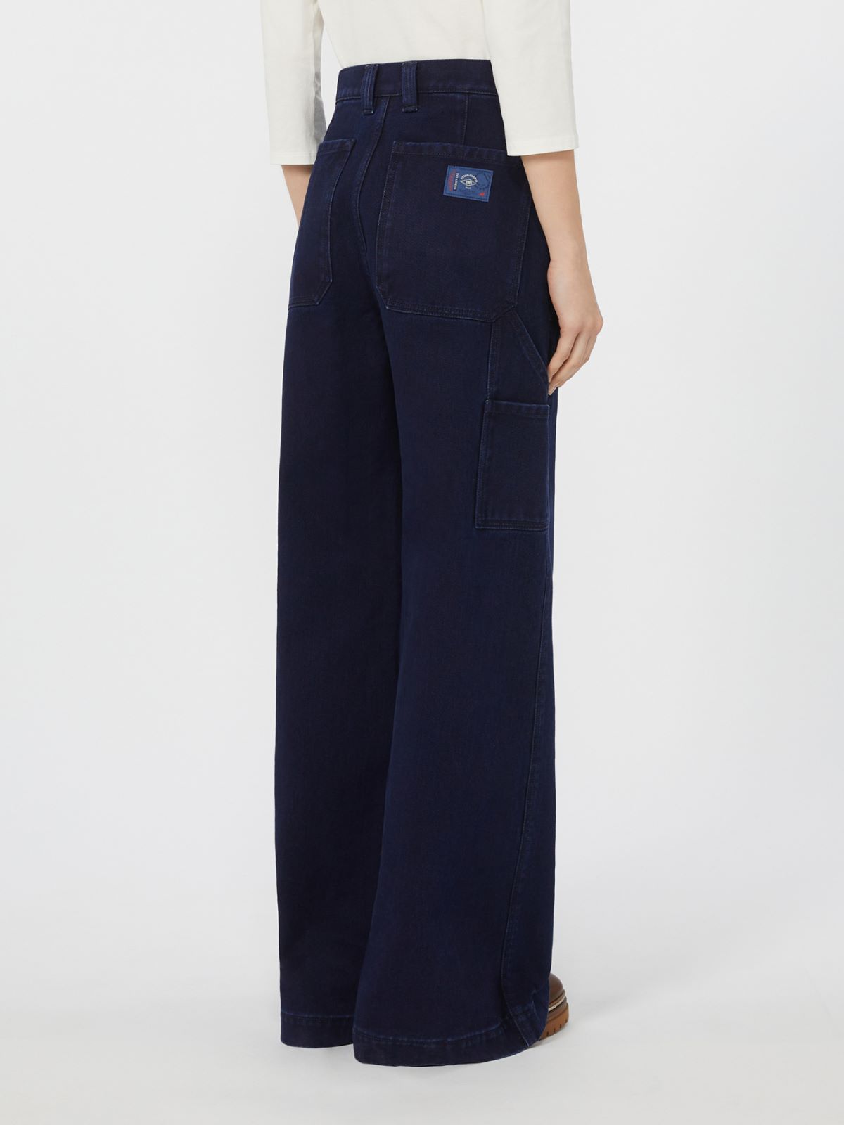 Cotton denim wide-leg trousers - NAVY - Weekend - 3