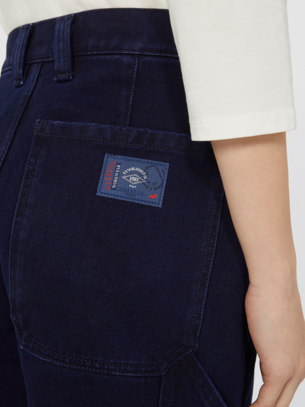Cotton denim wide-leg trousers - NAVY - Weekend - 4