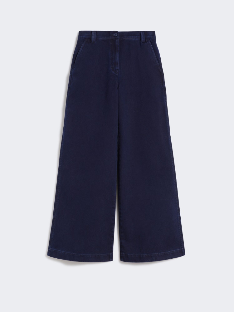 Cotton denim wide-leg trousers - NAVY - Weekend