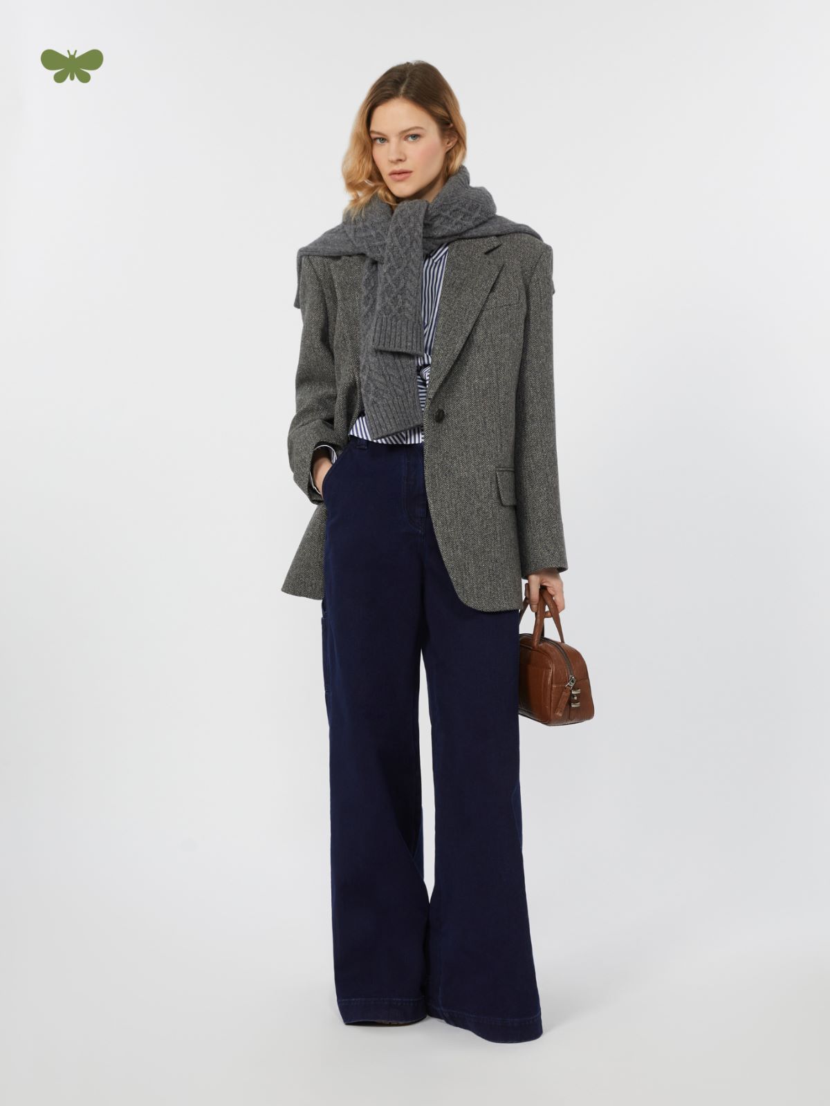 Cotton denim wide-leg trousers - NAVY - Weekend
