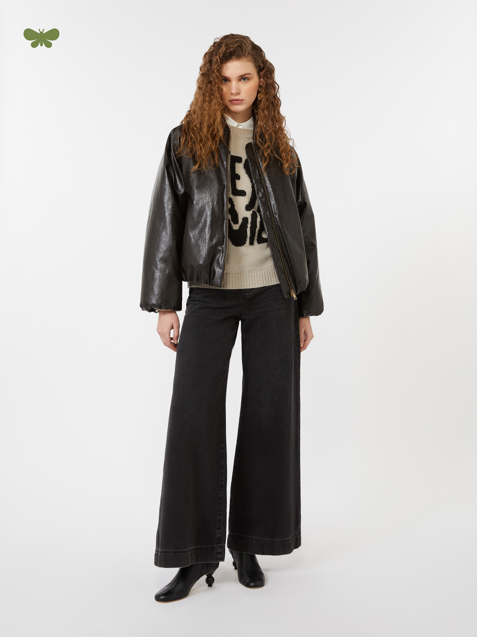 Cotton denim wide-leg jeans - BLACK - Weekend Max Mara