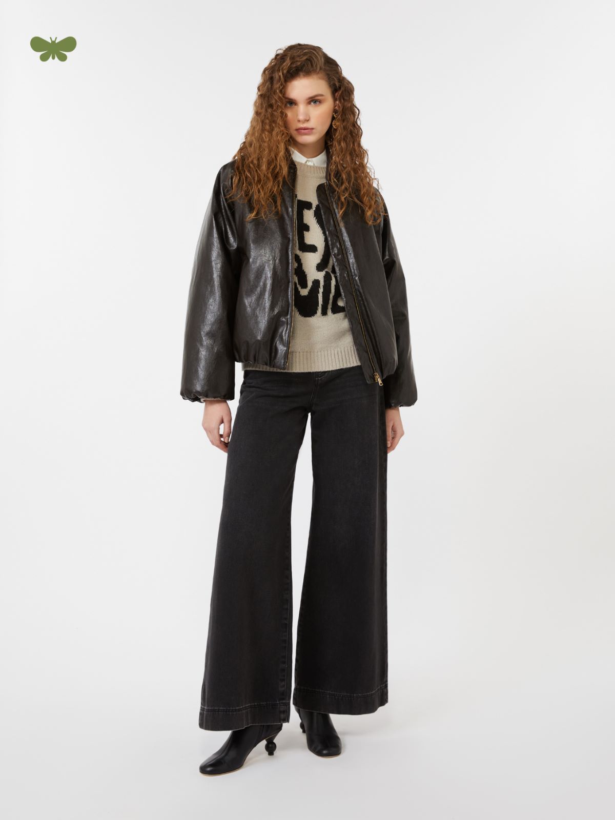 Cotton denim wide-leg jeans - BLACK - Weekend