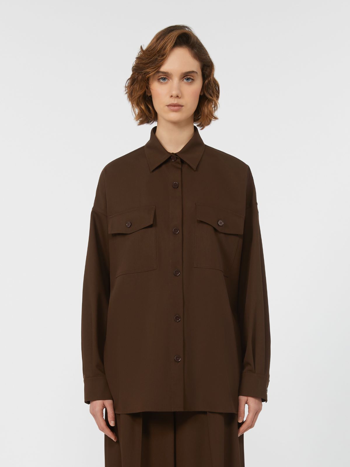 Wool twill shirt - DARK BROWN - Weekend - 2