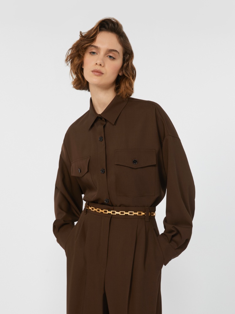 Wool twill shirt - DARK BROWN - Weekend