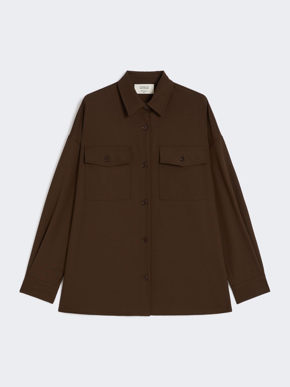 Wool twill shirt - DARK BROWN - Weekend - 6