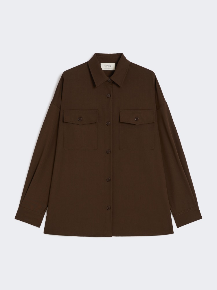 Wool twill shirt - DARK BROWN - Weekend - 2