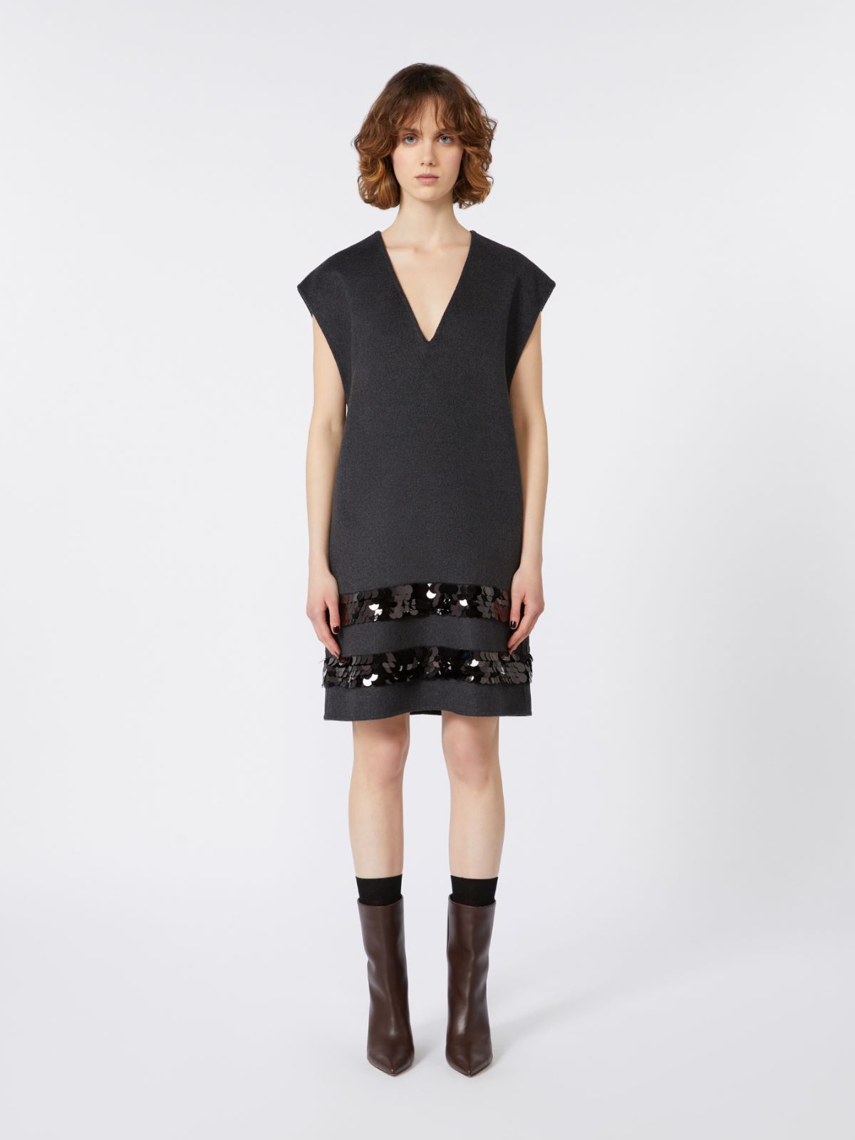 Short dress in wool and sequins - DARK GREY - Weekend - 2