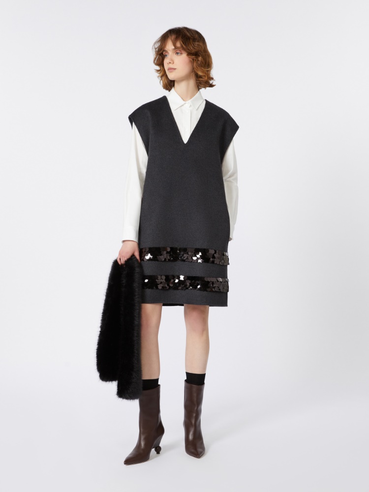 Short dress in wool and sequins - DARK GREY - Weekend