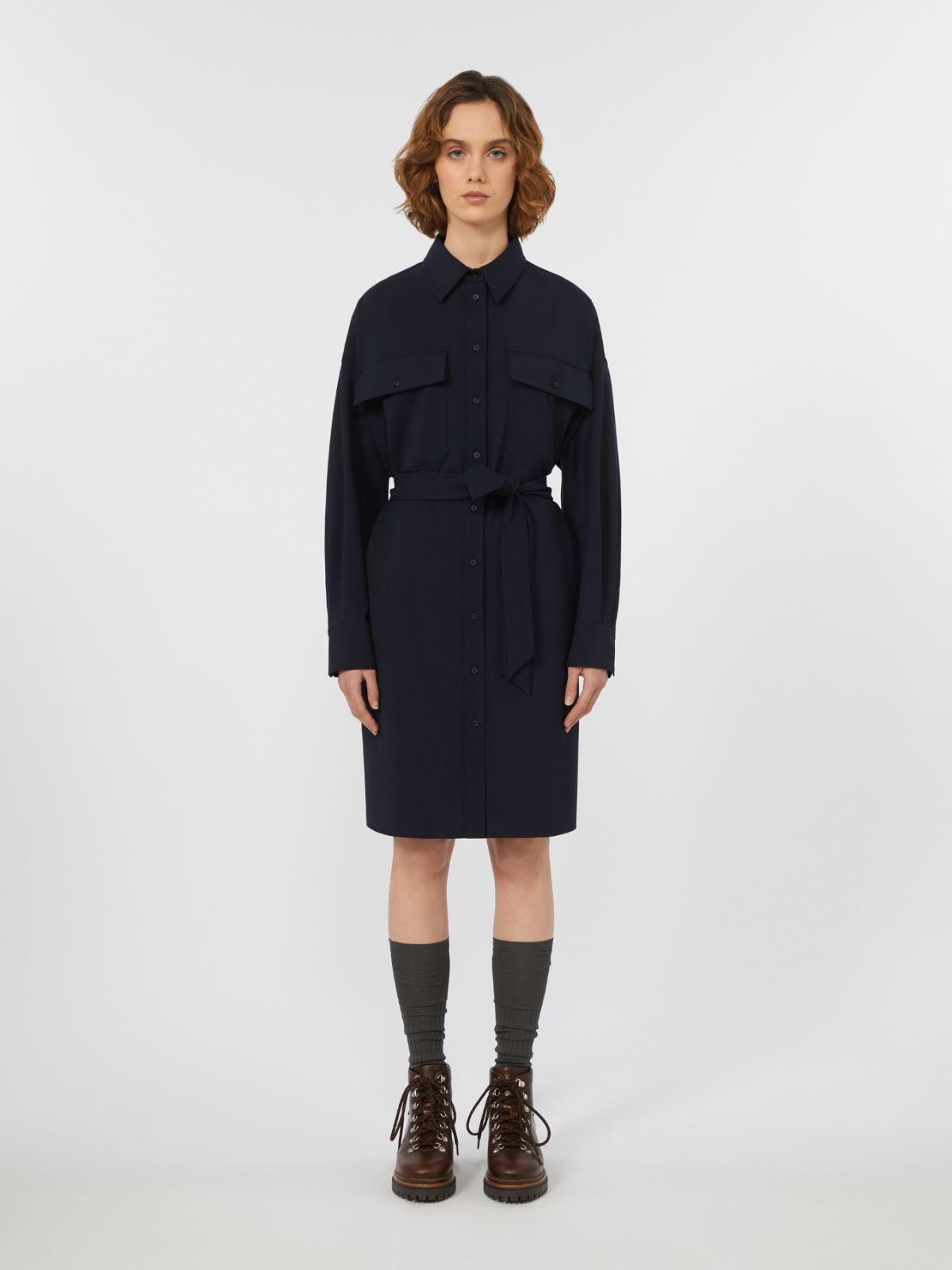 Tech wool shirt dress - NAVY - Weekend - 2