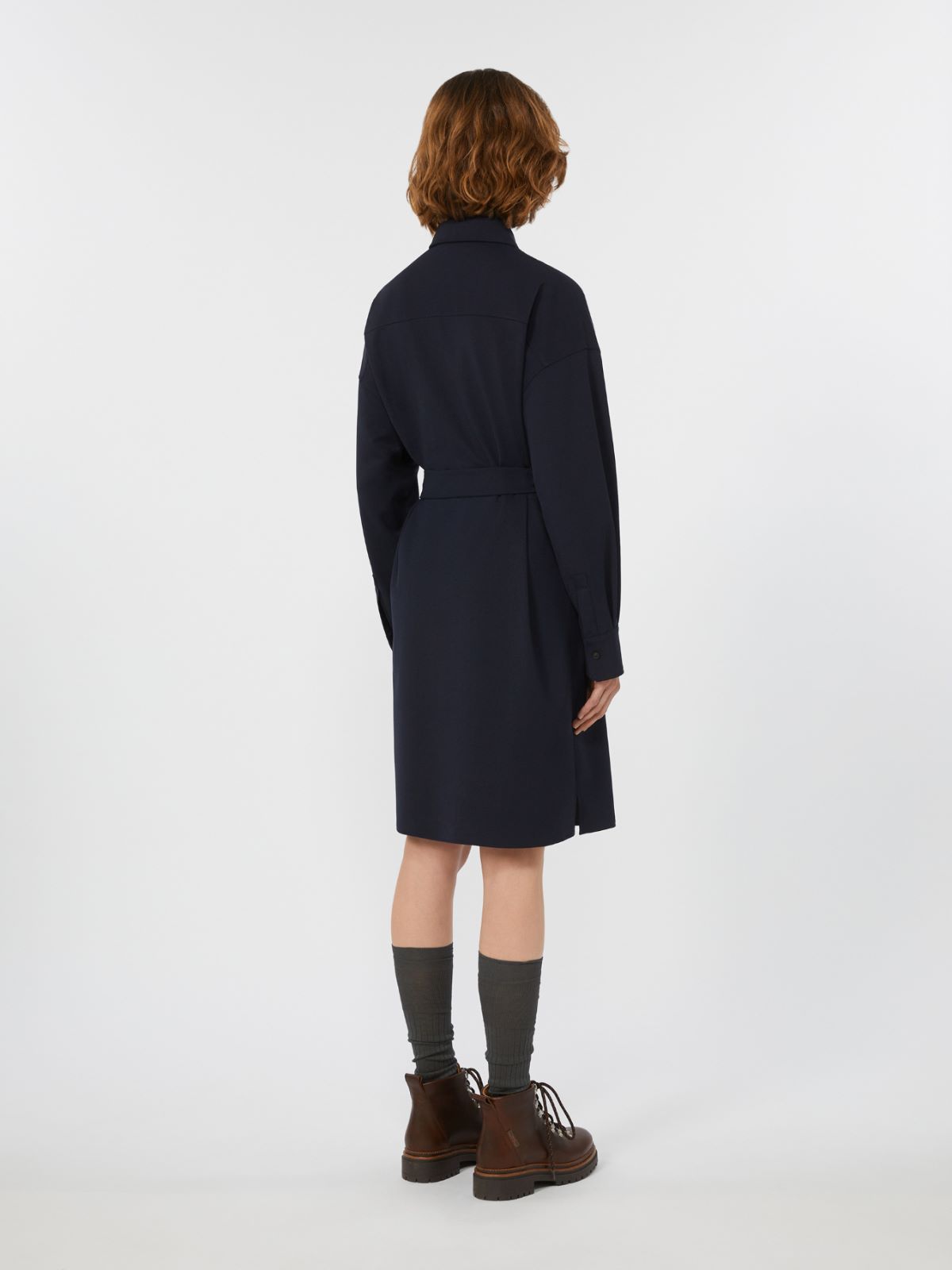 Tech wool shirt dress - NAVY - Weekend - 3