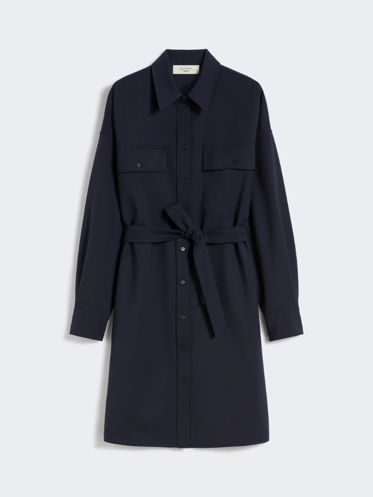 Tech wool shirt dress - NAVY - Weekend - 2