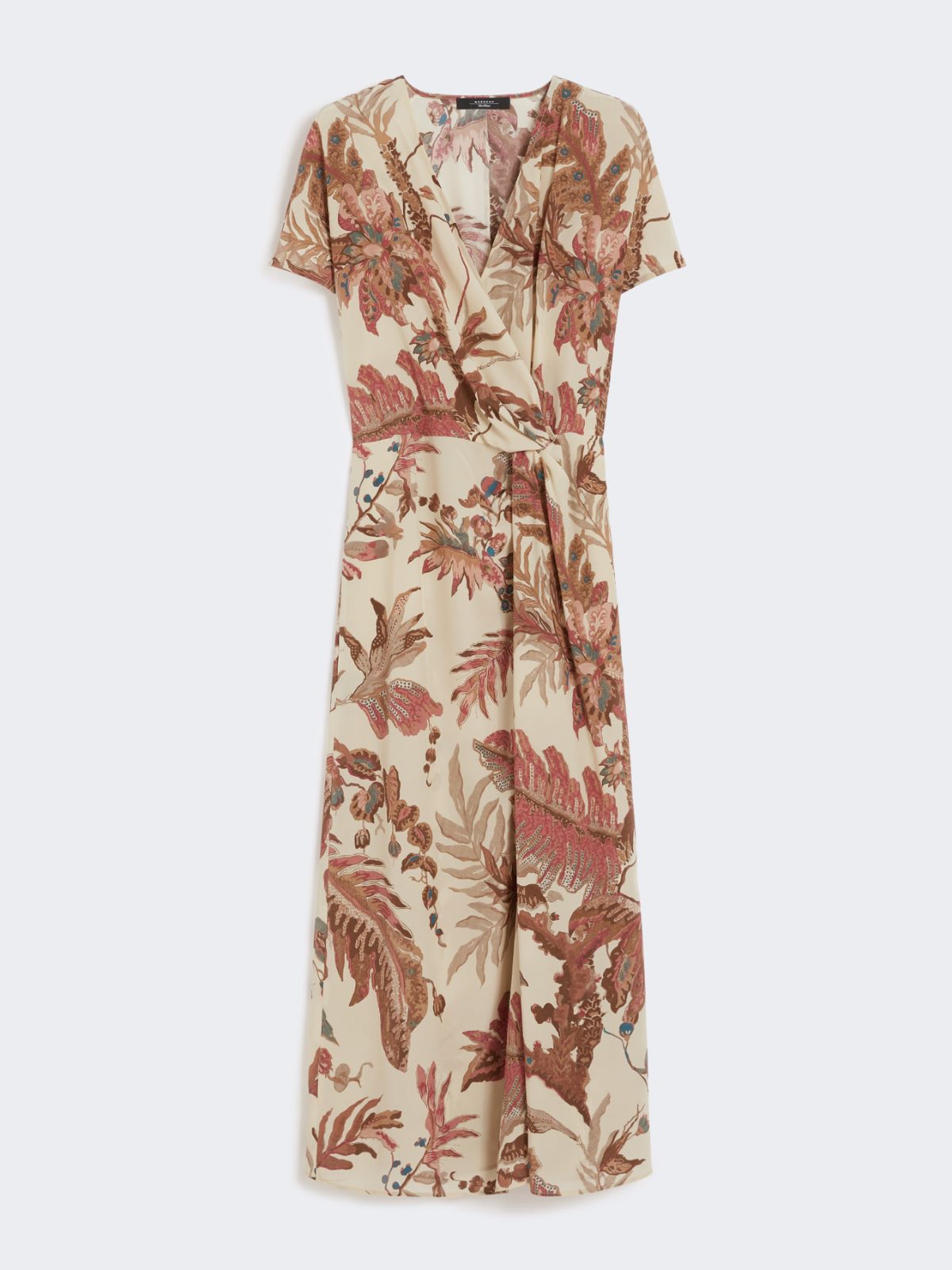 Printed crepe de chine dress - BEIGE - Weekend - 4