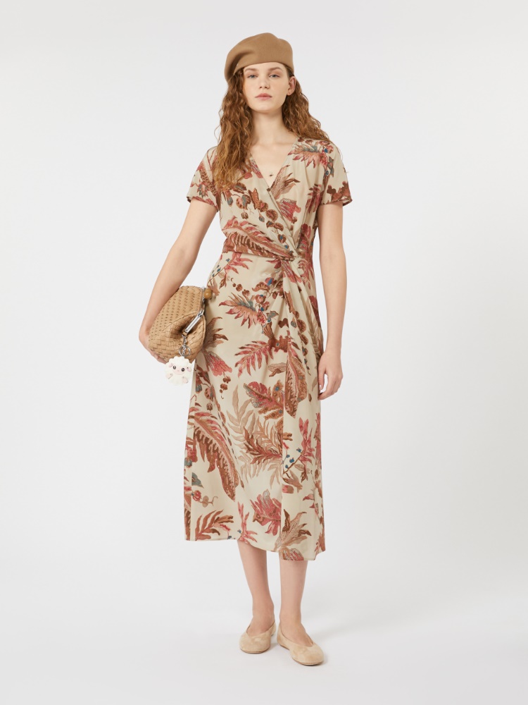 Printed crepe de chine dress - BEIGE - Weekend