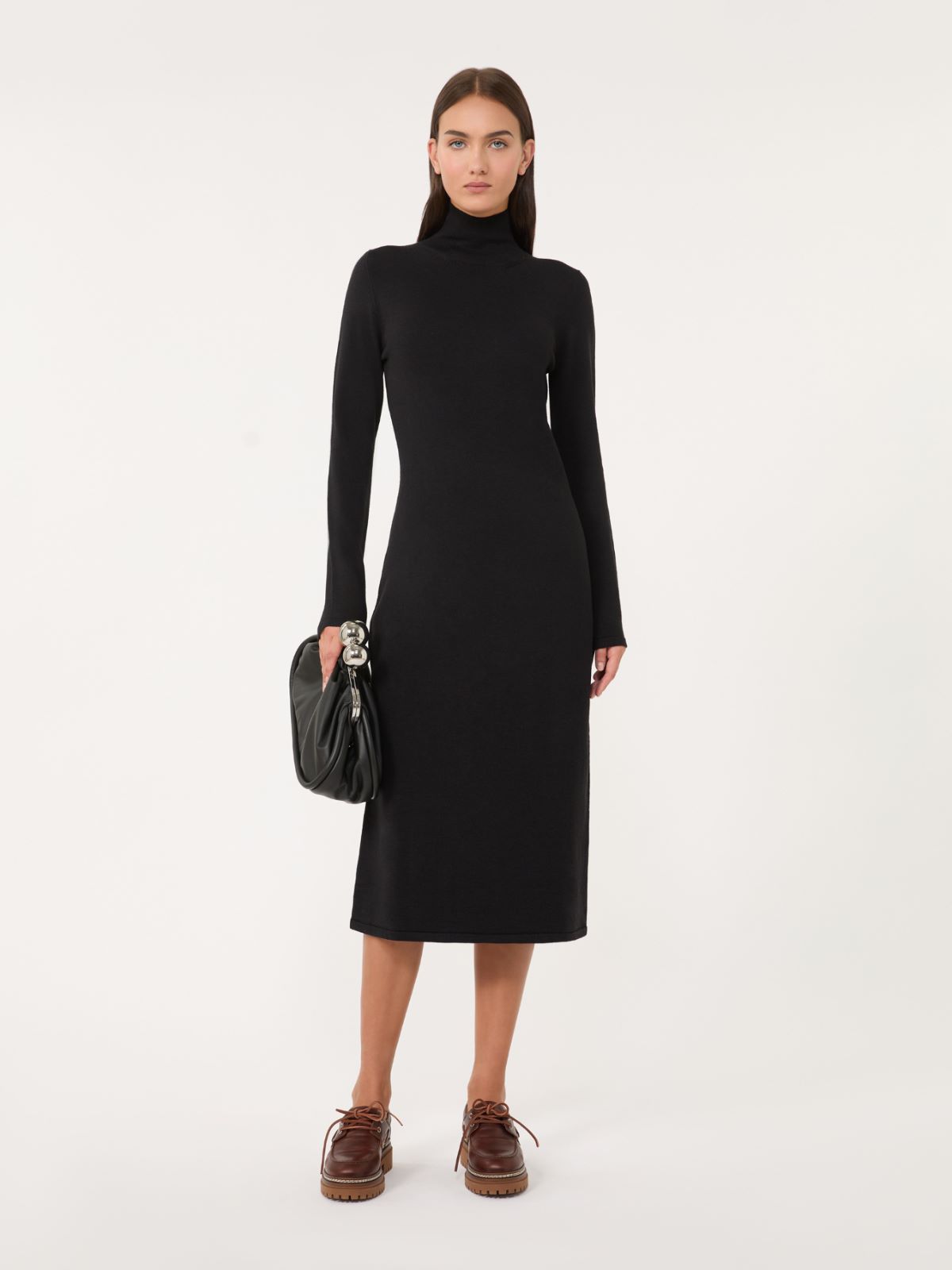 Wool knit dress - BLACK - Weekend