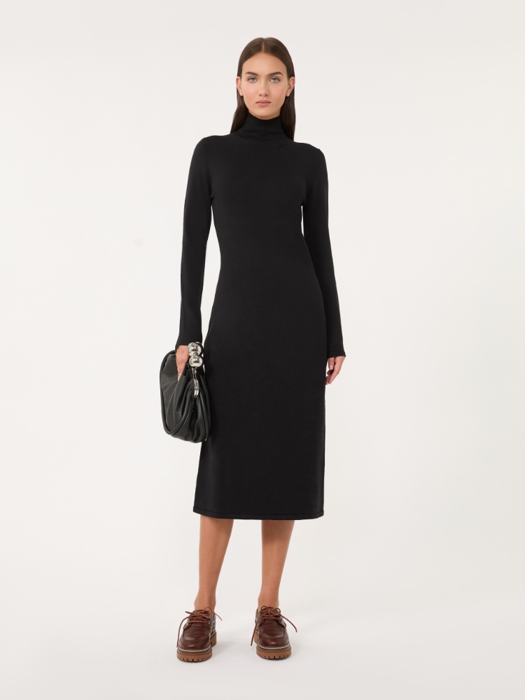 Wool knit dress - BLACK - Weekend