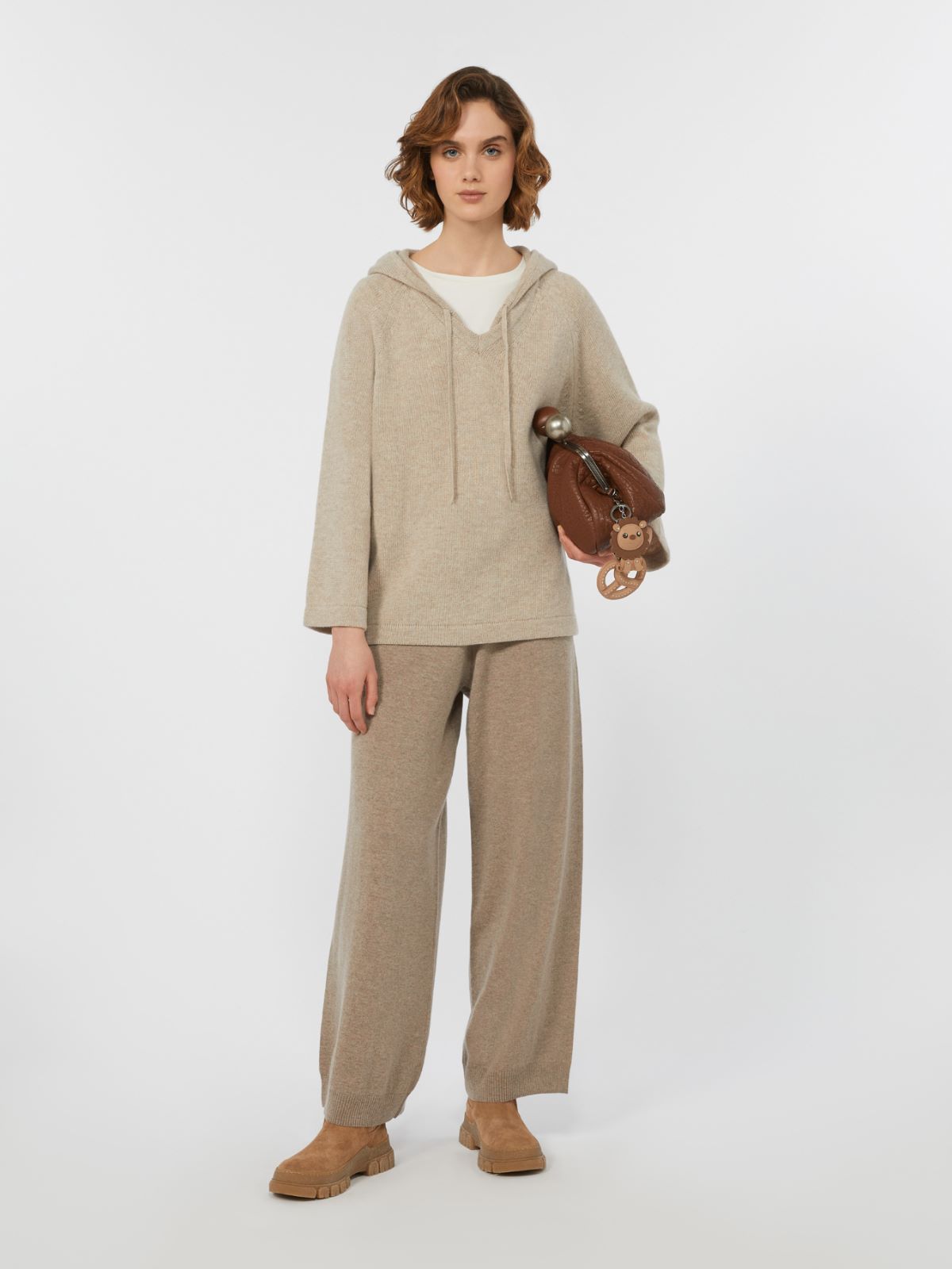 Wool and cashmere yarn trousers - HAZELNUT BROWN - Weekend