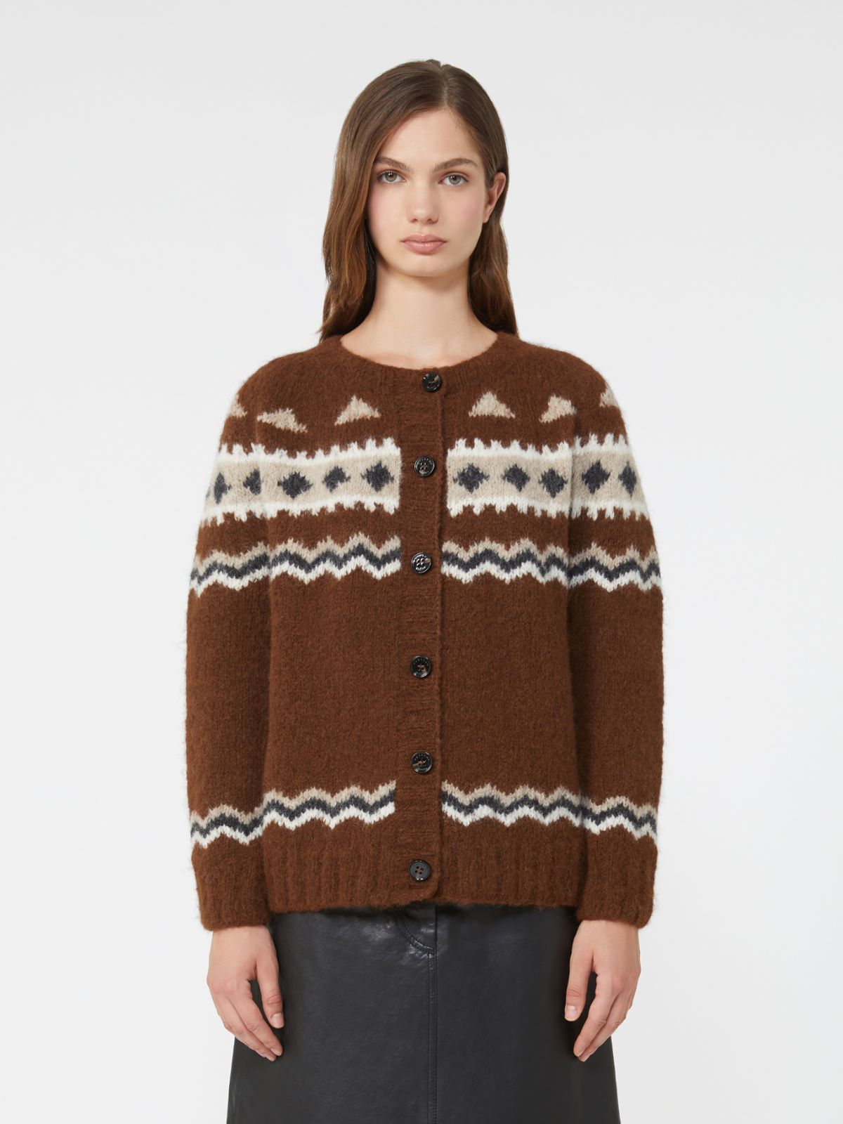 Jacquard alpaca cardigan - BROWN - Weekend - 2