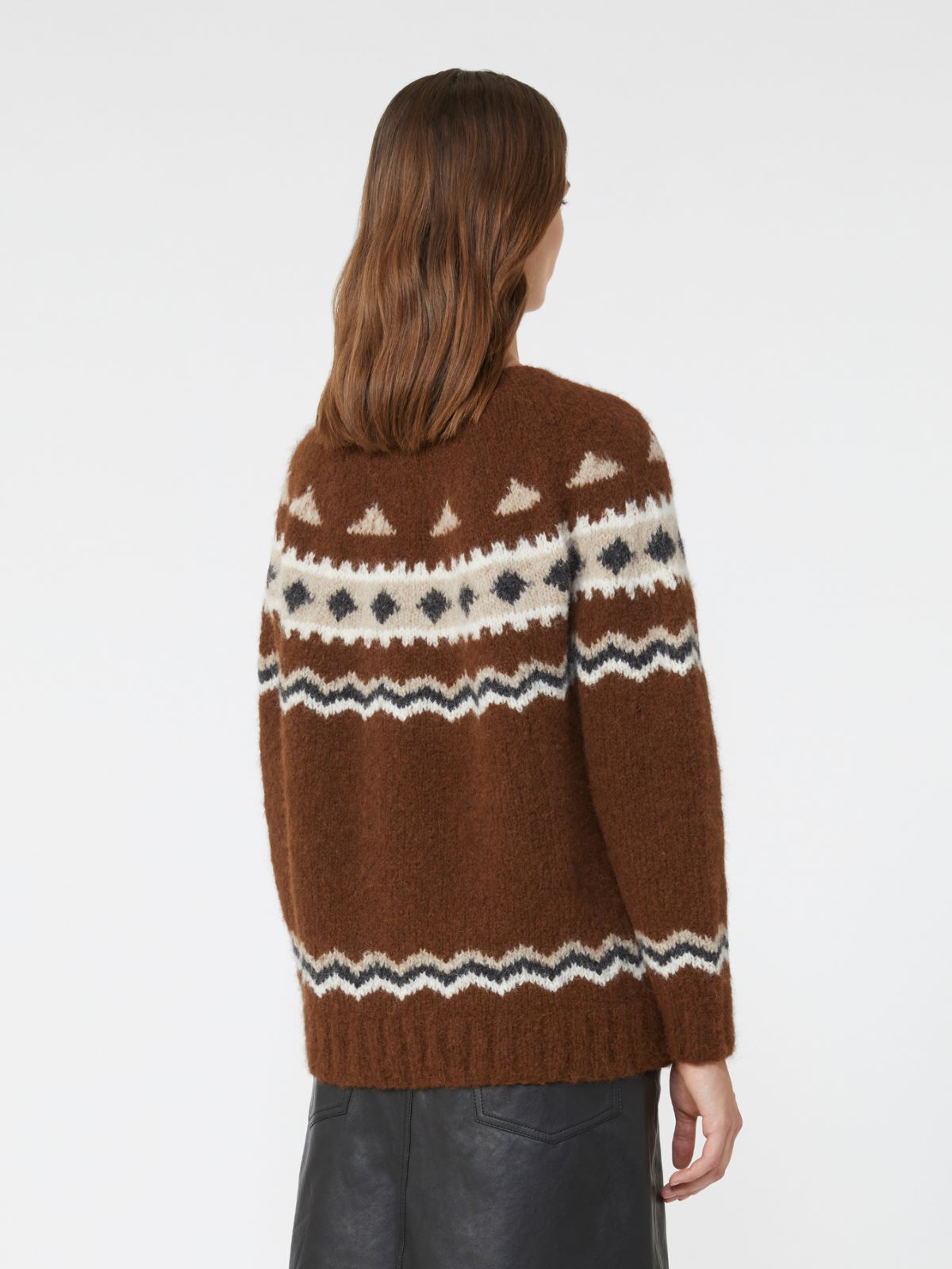 Jacquard alpaca cardigan - BROWN - Weekend - 3