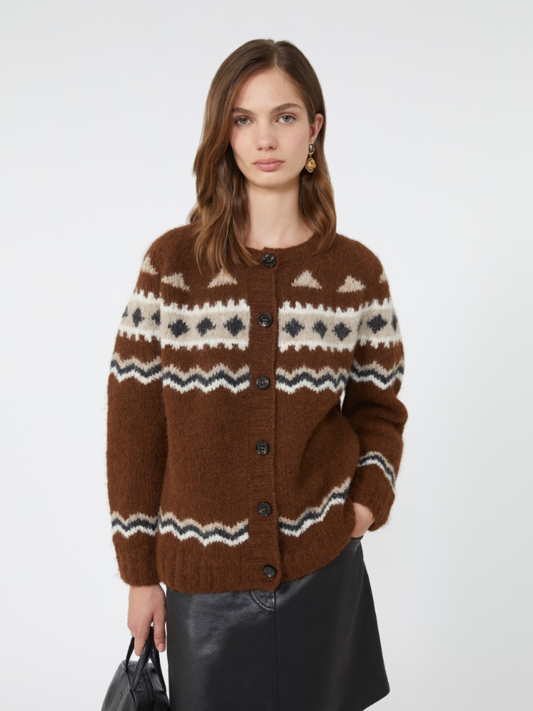 Jacquard alpaca cardigan - BROWN - Weekend