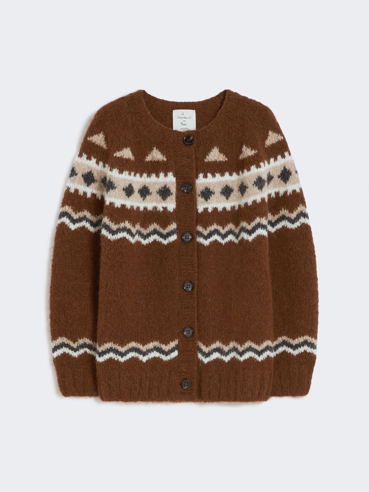 Jacquard alpaca cardigan - BROWN - Weekend - 7
