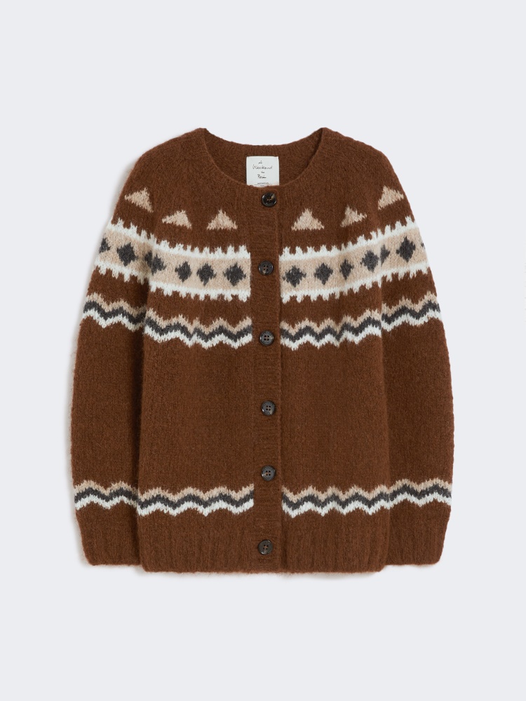 Jacquard alpaca cardigan - BROWN - Weekend - 7