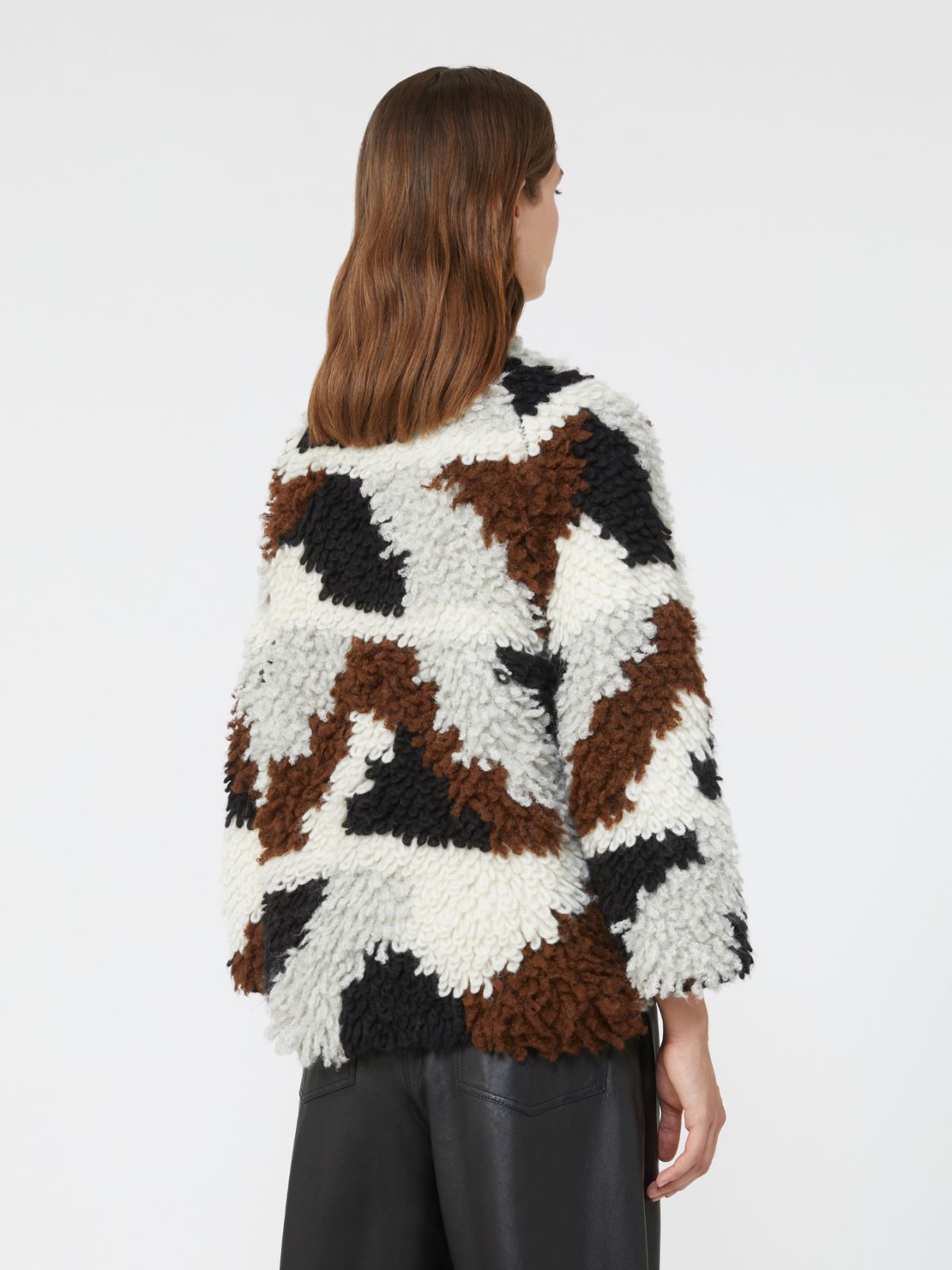 Cardigan morbido in alpaca jacquard - MARRONE - Weekend - 3
