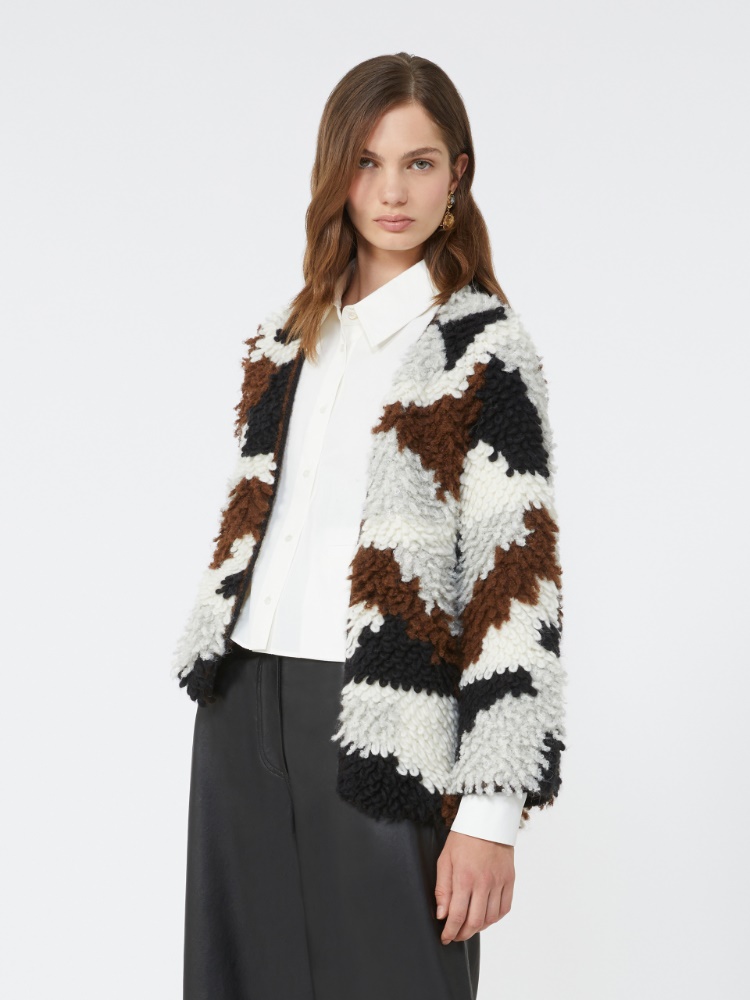 Soft jacquard alpaca cardigan - BROWN - Weekend