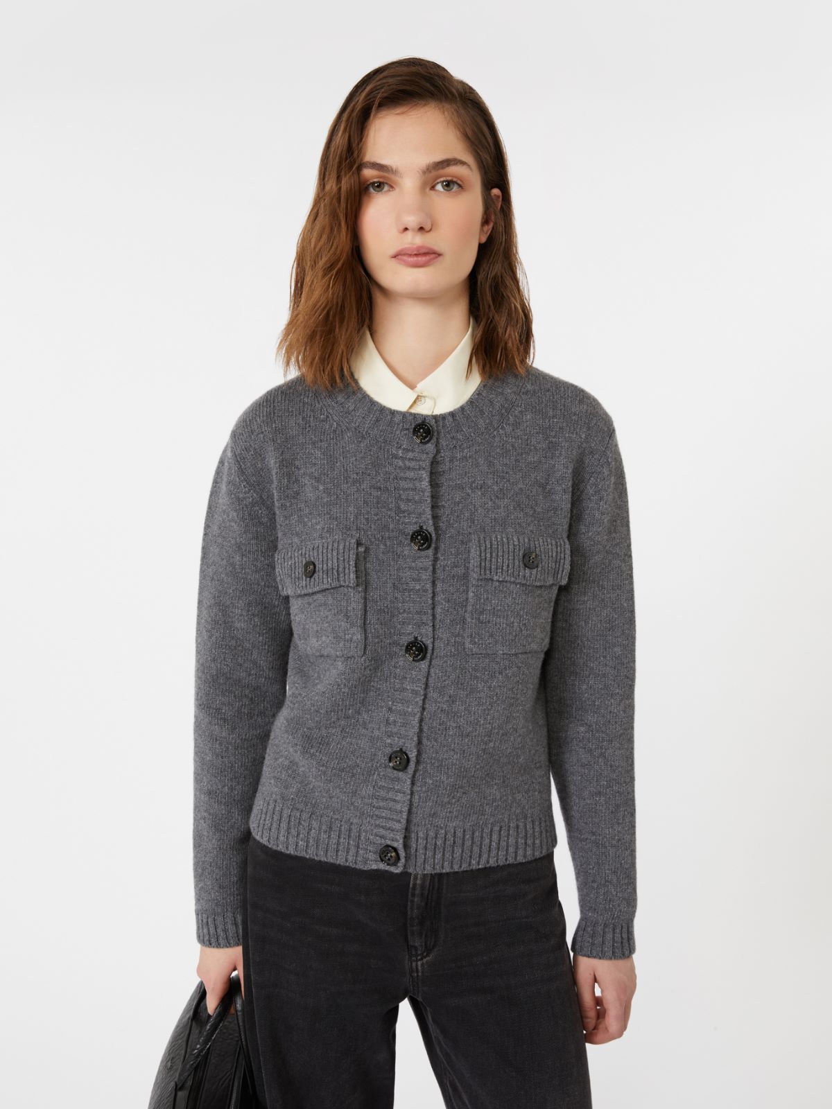 Pure wool yarn cardigan - DARK GREY - Weekend - 4
