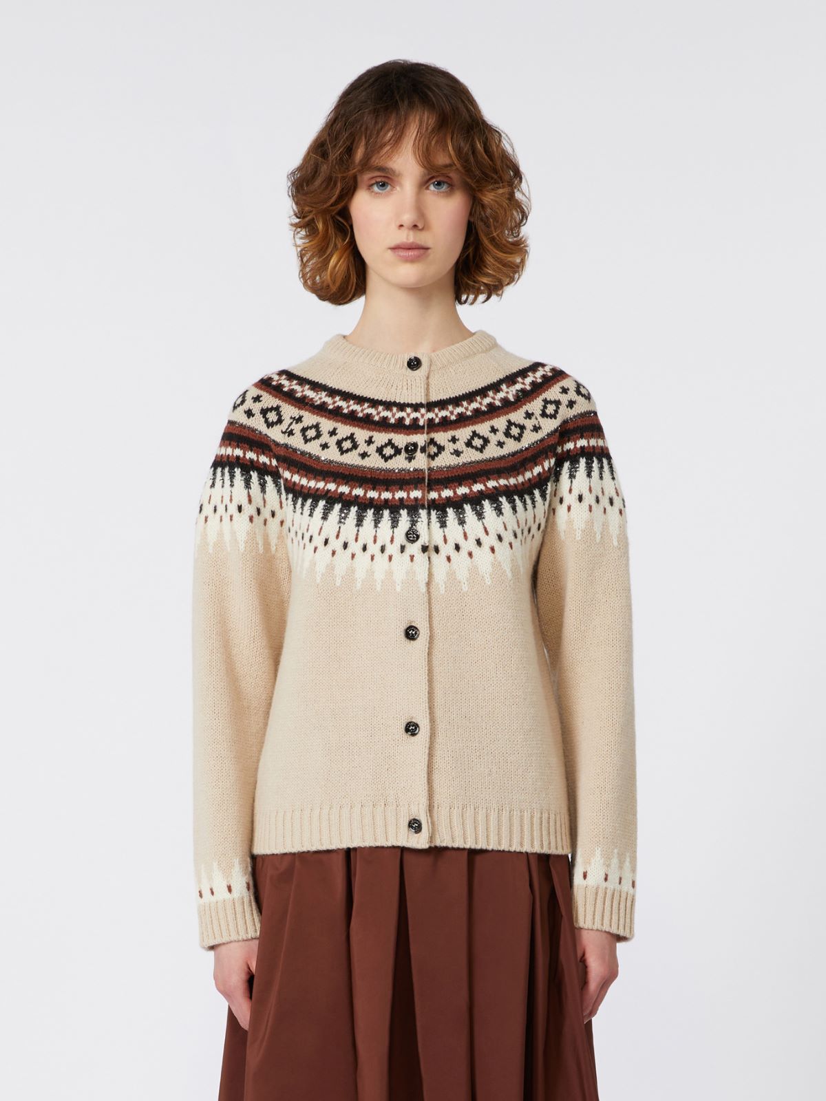 Wool and alpaca jacquard cardigan - BEIGE - Weekend - 2
