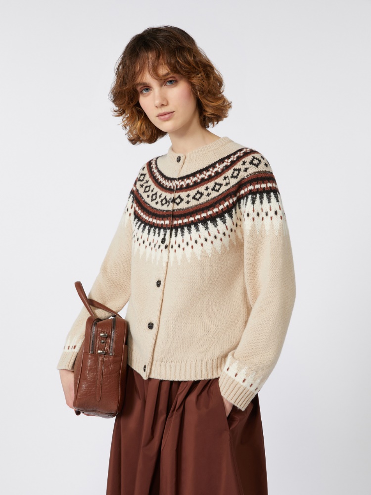 Wool and alpaca jacquard cardigan - BEIGE - Weekend