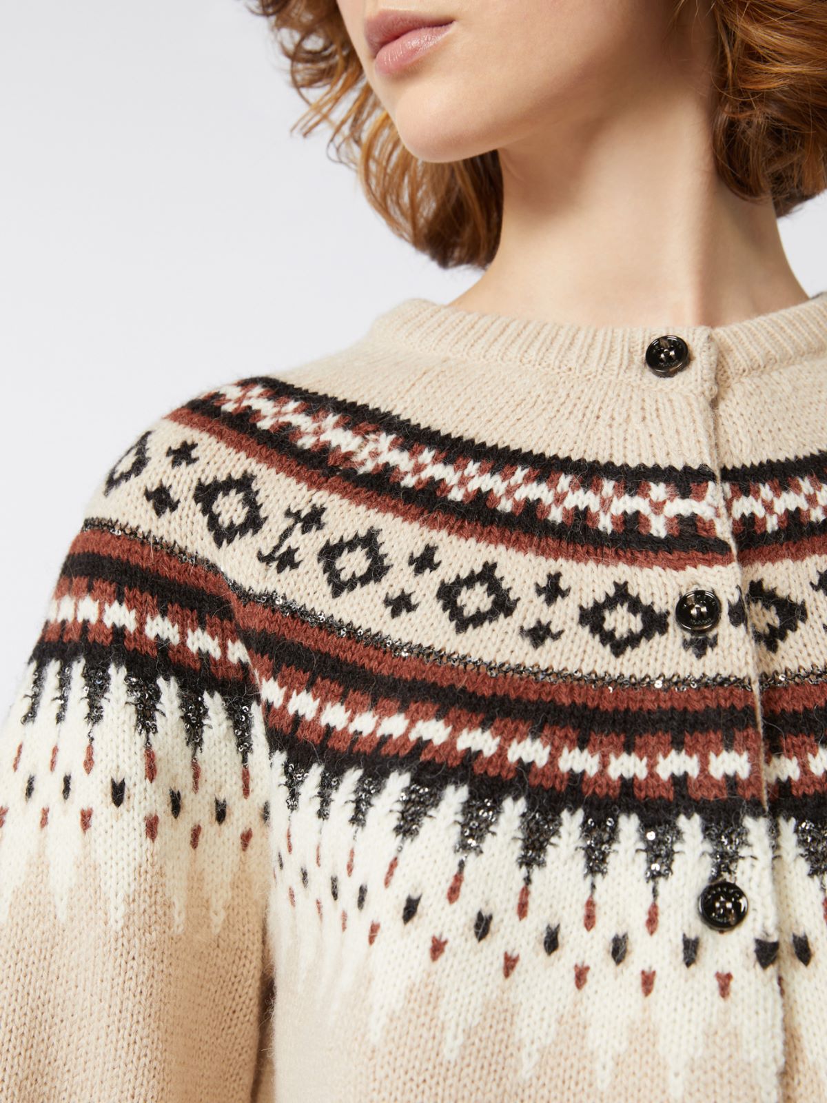 Wool and alpaca jacquard cardigan - BEIGE - Weekend - 5