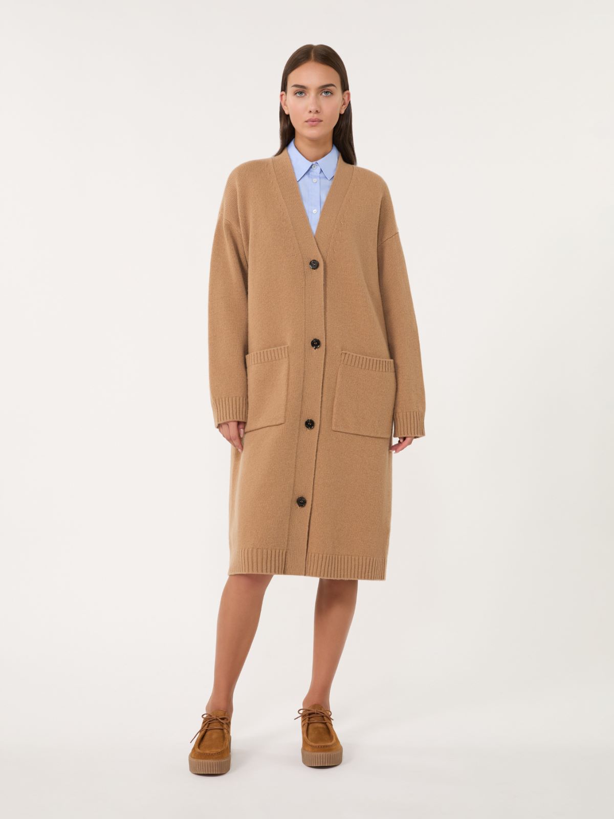 Long wool knit cardigan - CAMEL - Weekend