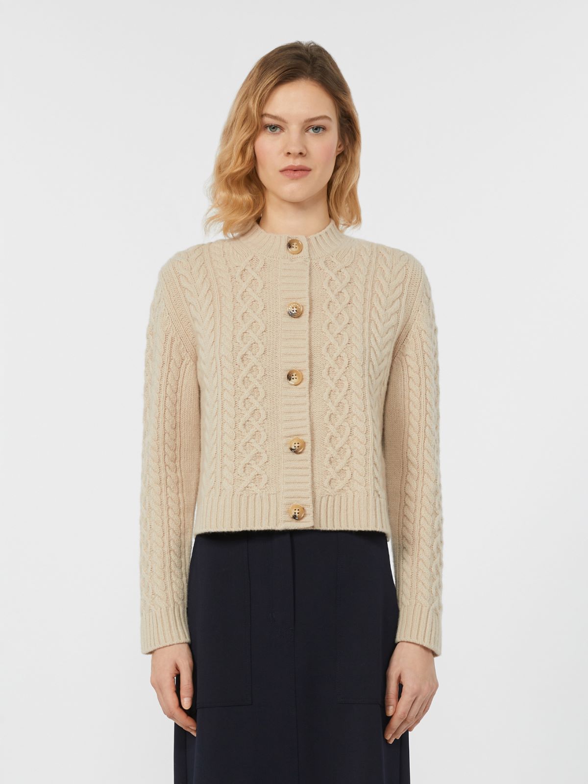 Wool knit crew-neck cardigan - BEIGE - Weekend - 2