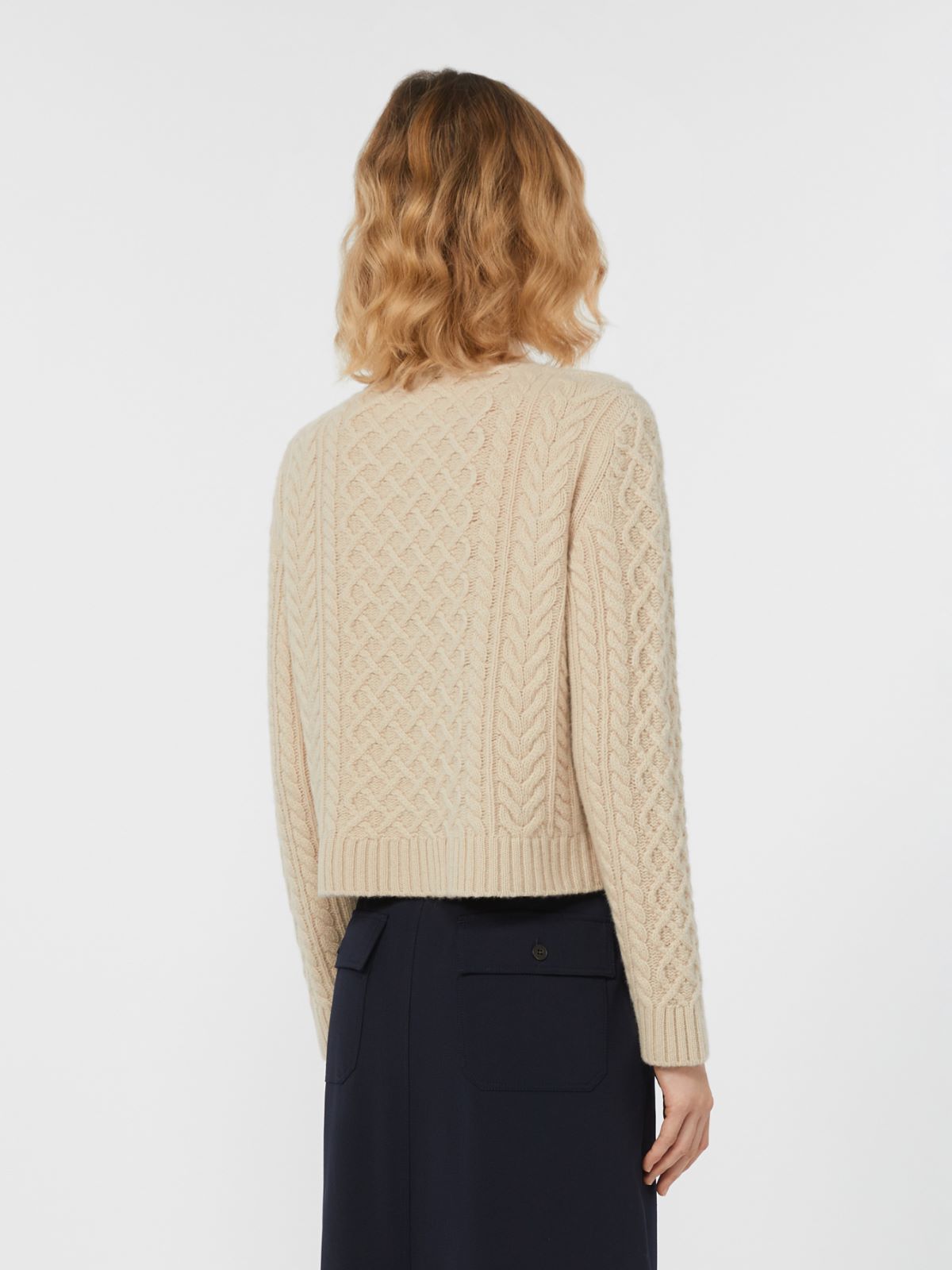 Wool knit crew-neck cardigan - BEIGE - Weekend - 3