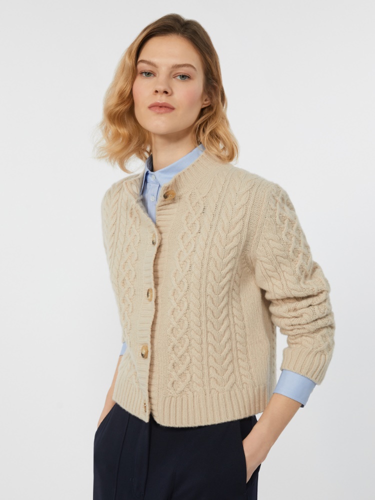 Wool knit crew-neck cardigan - BEIGE - Weekend