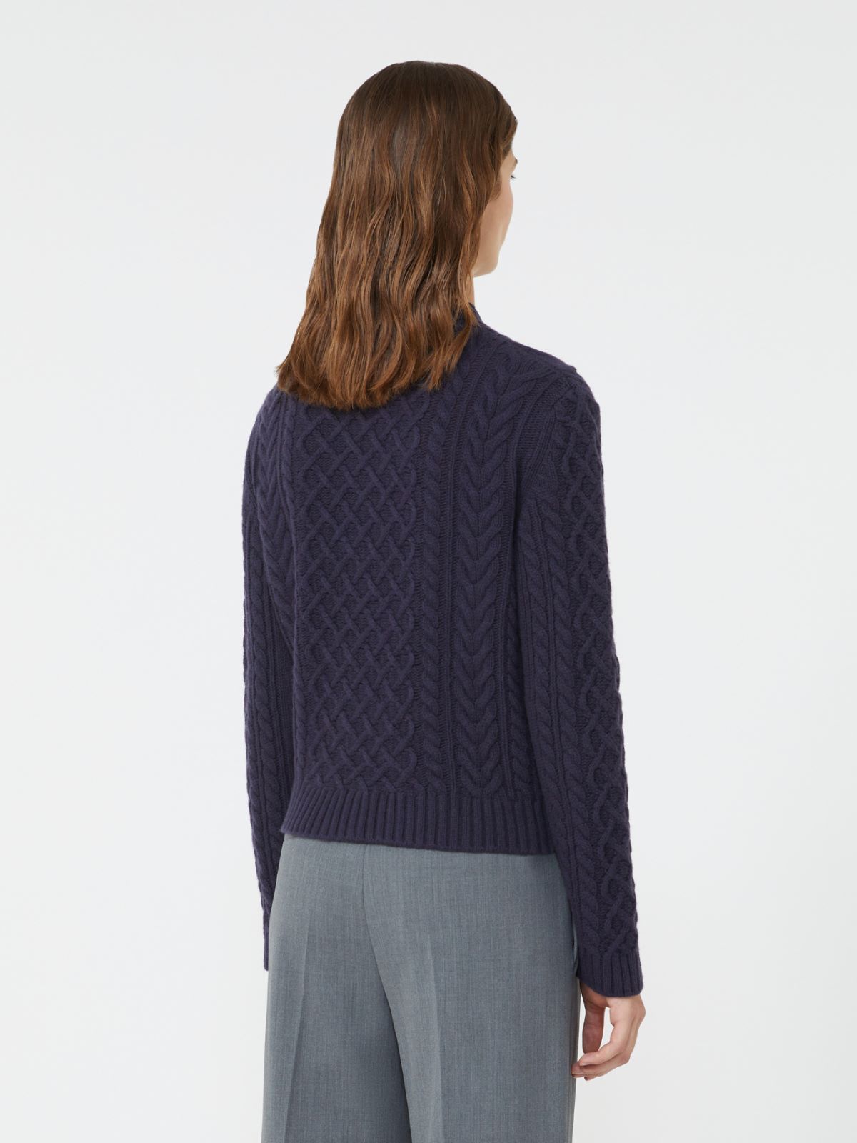 Wool knit crew-neck cardigan - NAVY - Weekend - 3