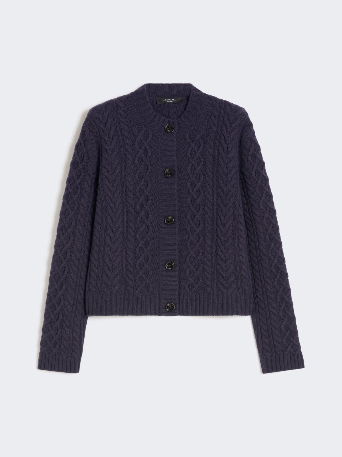Wool knit crew-neck cardigan - NAVY - Weekend - 7