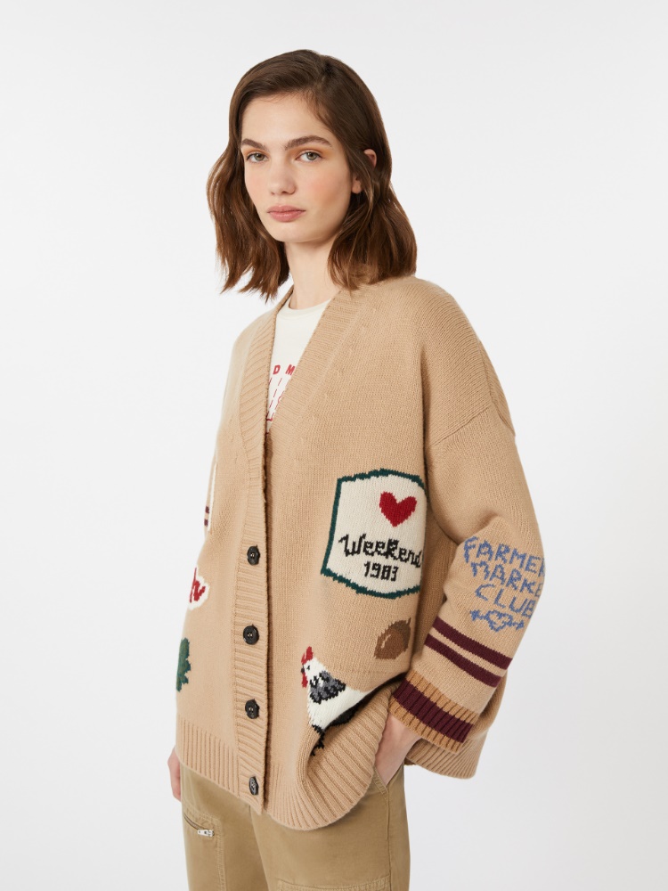 Wool knit oversized cardigan - BEIGE - Weekend