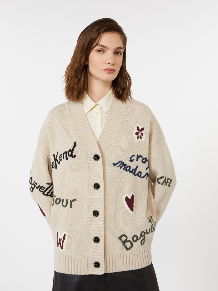 Wool knit oversized cardigan - ECRU - Weekend